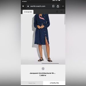 Coach Midnight Blue Silk Jacquard Dress sz 6